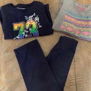 Sweatpants with two sweatshirts